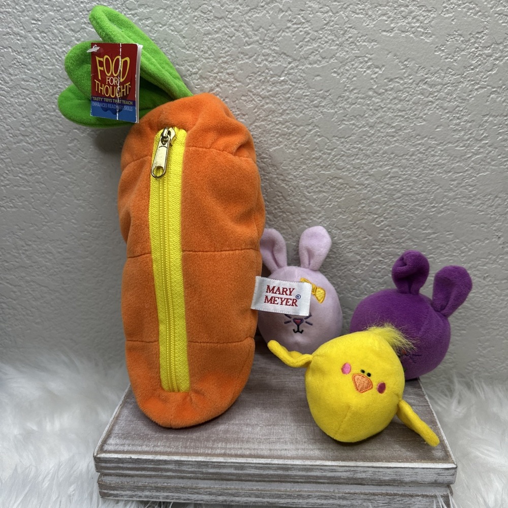 $48 🌙 Mary Meyer Food For Thought Plush Carrot + 3 Babies 1998‎ Rare!